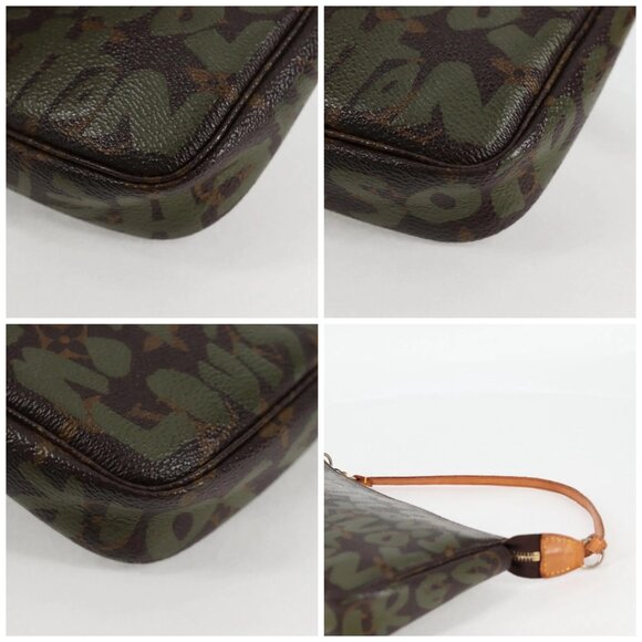 LOUIS VUITTON Monogram Graffiti Pochette Pouch Khaki - Picture 12 of 16